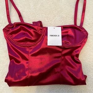 Brand new with tags Forever 21 satin red bodysuit size small